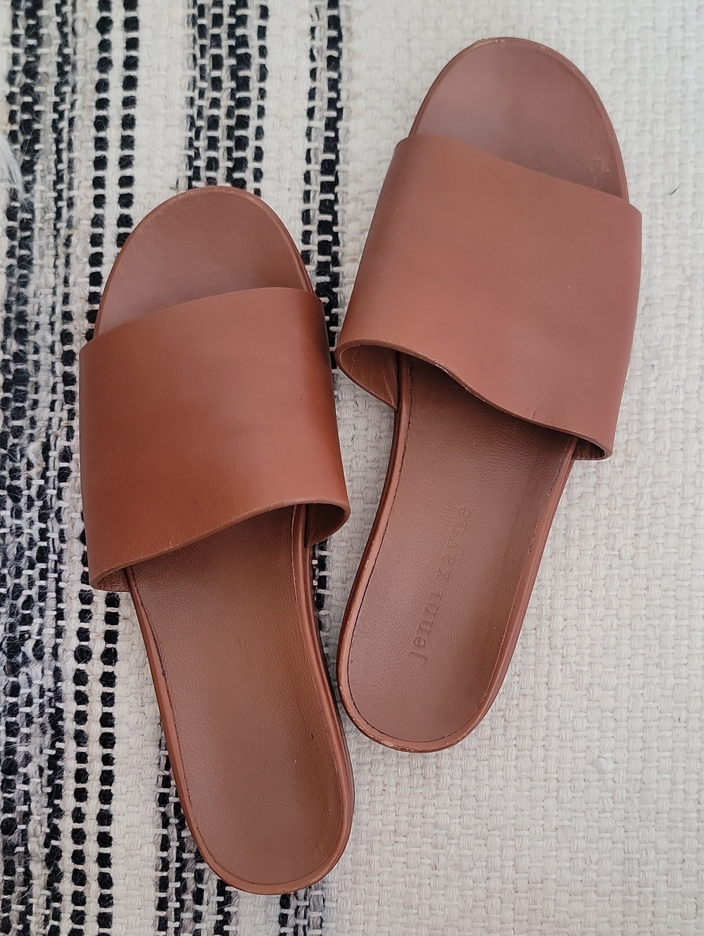 Jenni Kayne Brown Leather Slide Sandal Sz 37.5 7.5